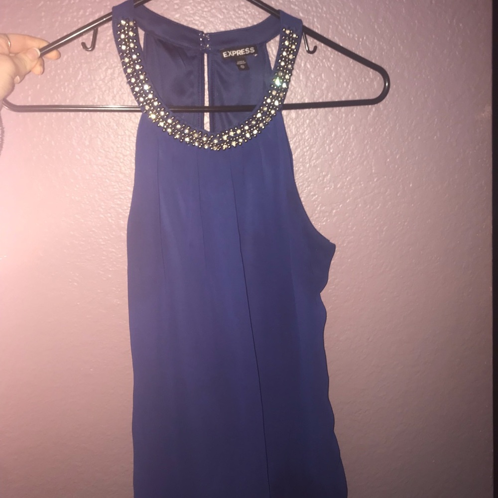 XS express embellished neckline halter top jeweled